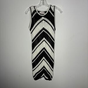 Willow & Wind Crochet Dress Chevron Black White Midi Size Large